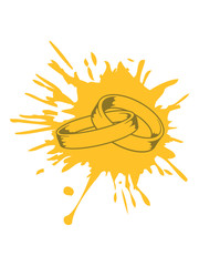 klecks spritzer farbe tropfen graffiti 2 verbundene ringe verkettet heiraten hochzeit schmuck junggesellenabschied gold paar liebe verliebt antrag verlobt frau mann pärchen clipart design