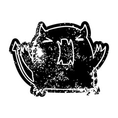 grunge icon of a cute kawaii devil