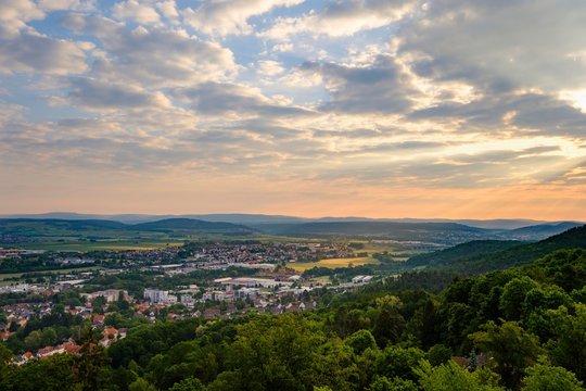 Break of dawn, Dorfles-Esbach, Coburg district, Upper Franconia, Franconia, Bavaria, Germany, Europe