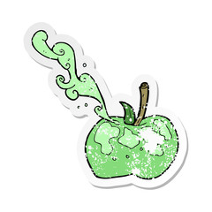 retro distressed sticker of a cartoon apple