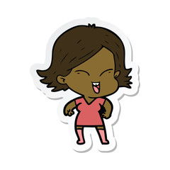 sticker of a happy cartoon girl