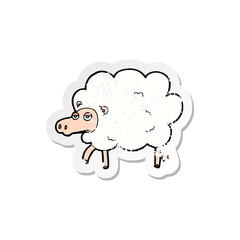 retro distressed sticker of a cartoon sheep