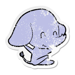 distressed sticker of a cute cartoon elephant