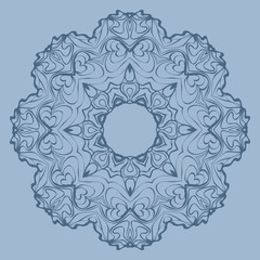 Flower Coloring Mandala. Decorative Elements. Vector Illustration. Oriental Pattern, Indian, Moroccan, Mystic, Ottoman Motifs. Blue pastel color