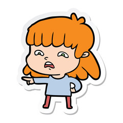 Obraz na płótnie Canvas sticker of a cartoon worried woman