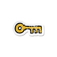 distressed sticker cartoon doodle of a brass key