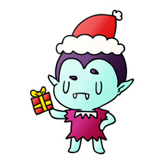 christmas gradient cartoon of kawaii vampire