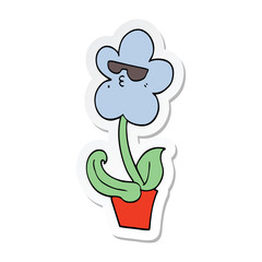 sticker of a cool cartoon flower