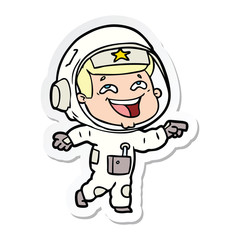 sticker of a cartoon laughing astronaut
