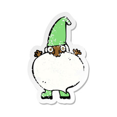 retro distressed sticker of a cartoon tiny santa
