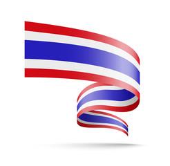 Thailand flag in the form of wave ribbon vector illustration on white background.