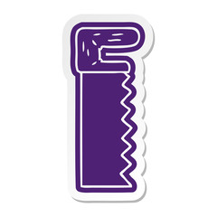 cartoon sticker of a metal saw