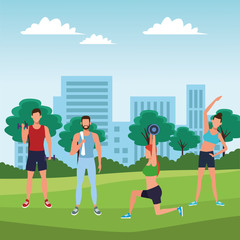 Fototapeta premium group of people working out