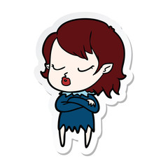 sticker of a cute cartoon vampire girl