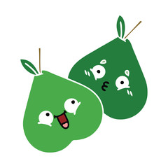 flat color retro cartoon pears