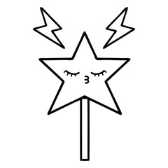 line drawing cartoon magic wand