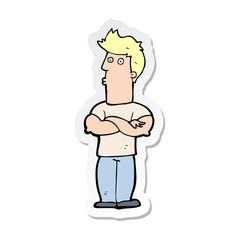 sticker of a cartoon man with folded arms
