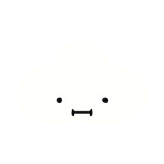 flat color retro cartoon white cloud