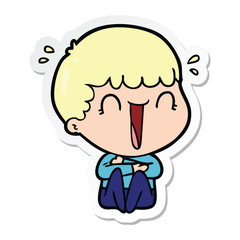 sticker of a laughing cartoon man