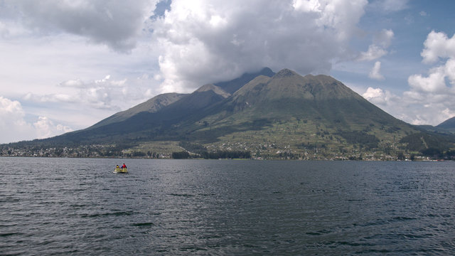 View of Lago San pablo and Cerro Imbabura, located at an altitude of 2700m, Imbabura, Ecuador.