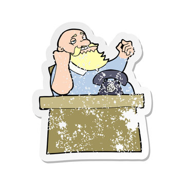 recommend clip art: retro distressed sticker of a cartoon arrogant boss man