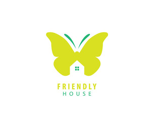 Friendly House, batterfly design logo