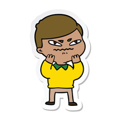 sticker of a cartoon angry man