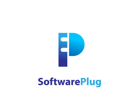Software plug letter p logo