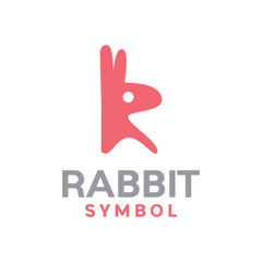 Flat Hand Rabbit Animal Logo Vector Graphic Design