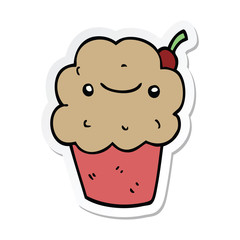 sticker of a cartoon cupcake