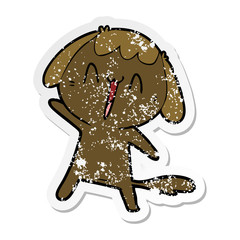 distressed sticker of a cute cartoon dog