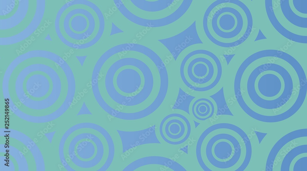 Poster background abstract green color circle line pattern on blue color gradient background, illustration,