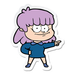 sticker of a cartoon girl smiling