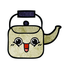 retro grunge texture cartoon kettle