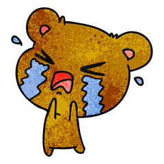 textured cartoon of a cute crying bear