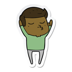 sticker of a cartoon model guy pouting