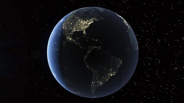 Realistic 3d animated earth showing the borders of the country Mozambique and the capital Maputo in 4K resolution at night