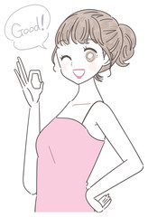 若い女性 部屋着 表情