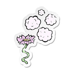 retro distressed sticker of a cartoon flower