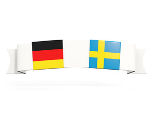 Banner with two square flags of Germany and sweden
