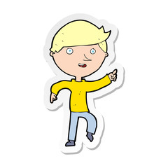 sticker of a cartoon happy pointing