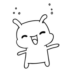 line drawing kawaii cute happy alien