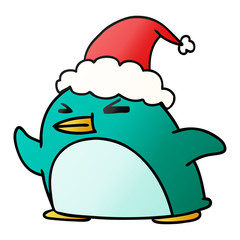 christmas gradient cartoon of kawaii penguin