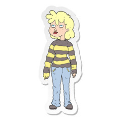sticker of a cartoon woman in casual clothes