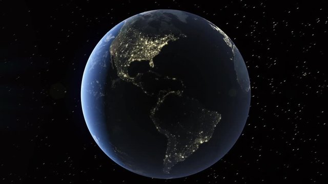 Realistic 3d animated earth showing the borders of the country Netherlands and the capital Amsterdam in 4K resolution at night