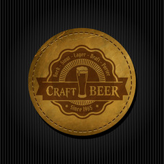Craft beer brewery logo on round label background