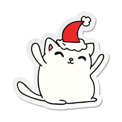 christmas sticker cartoon of kawaii cat