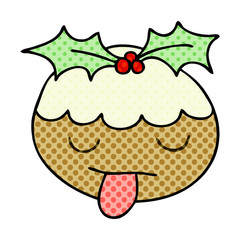 quirky comic book style cartoon christmas pudding