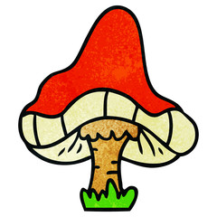 textured cartoon doodle of a single mushroom