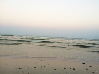 The sea in the evening and the comfortable atmosphere